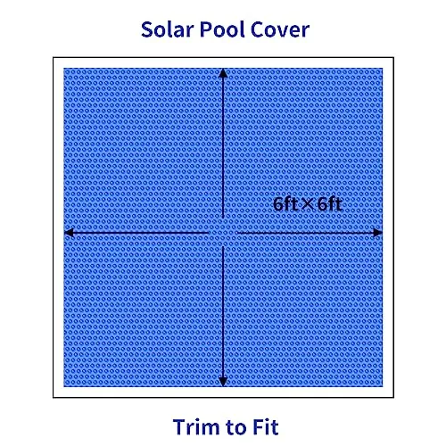 BigXwell Solar Pool Cover, Blue 16-mil 6 x 12 Foot Square Pool Heaters for Above-Ground and In-Ground Pools, 1600 Series Heavy-Duty Insulating Pool Heater Cover for Swimmer