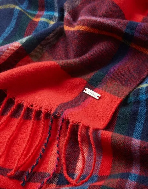 Joules Bracken Check Warm Handle Scarf